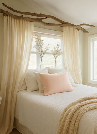 "Love binds me and lives in me" *** Soft Pink Organic mulberry silk pillowcase with embossed magic sigil