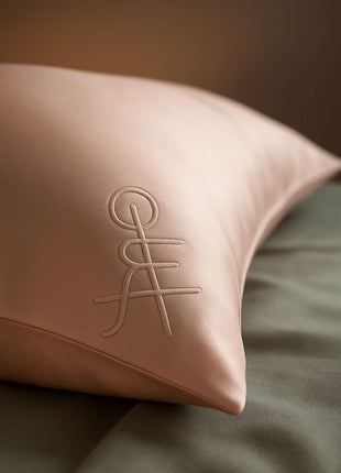 "Love binds me and lives in me" *** Soft Pink Organic mulberry silk pillowcase with embossed magic sigil