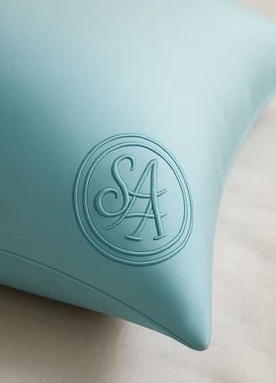 "I allow myself to exist as I am " *** Lagoon Blue Organic mulberry silk pillowcase with embossed magic sigil