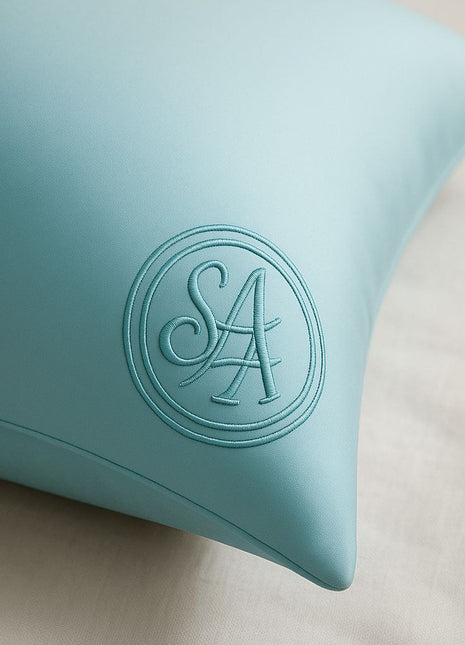 "I allow myself to exist as I am " *** Lagoon Blue Organic mulberry silk pillowcase with embossed magic sigil
